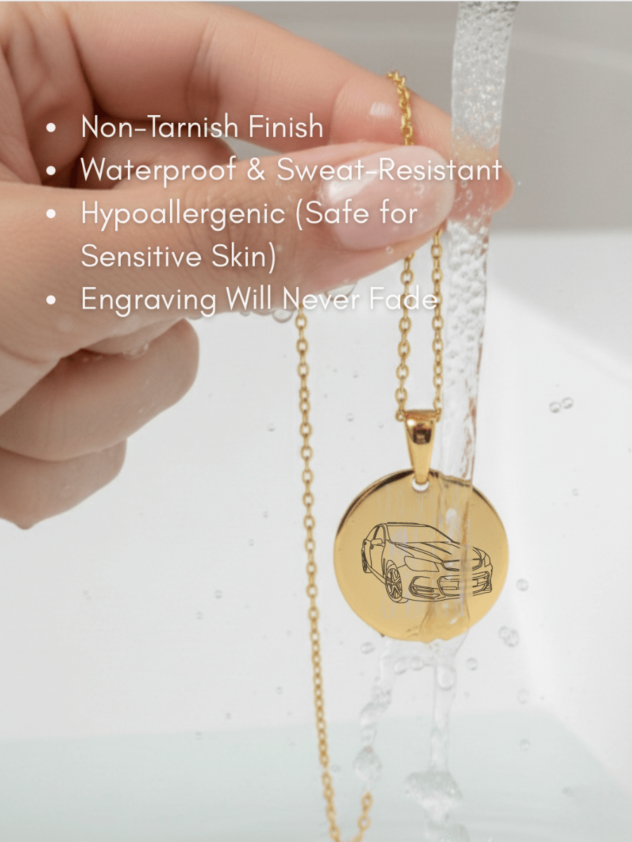 Automobile Custom Engraved Photo Circle Necklace - Soulmate Customs