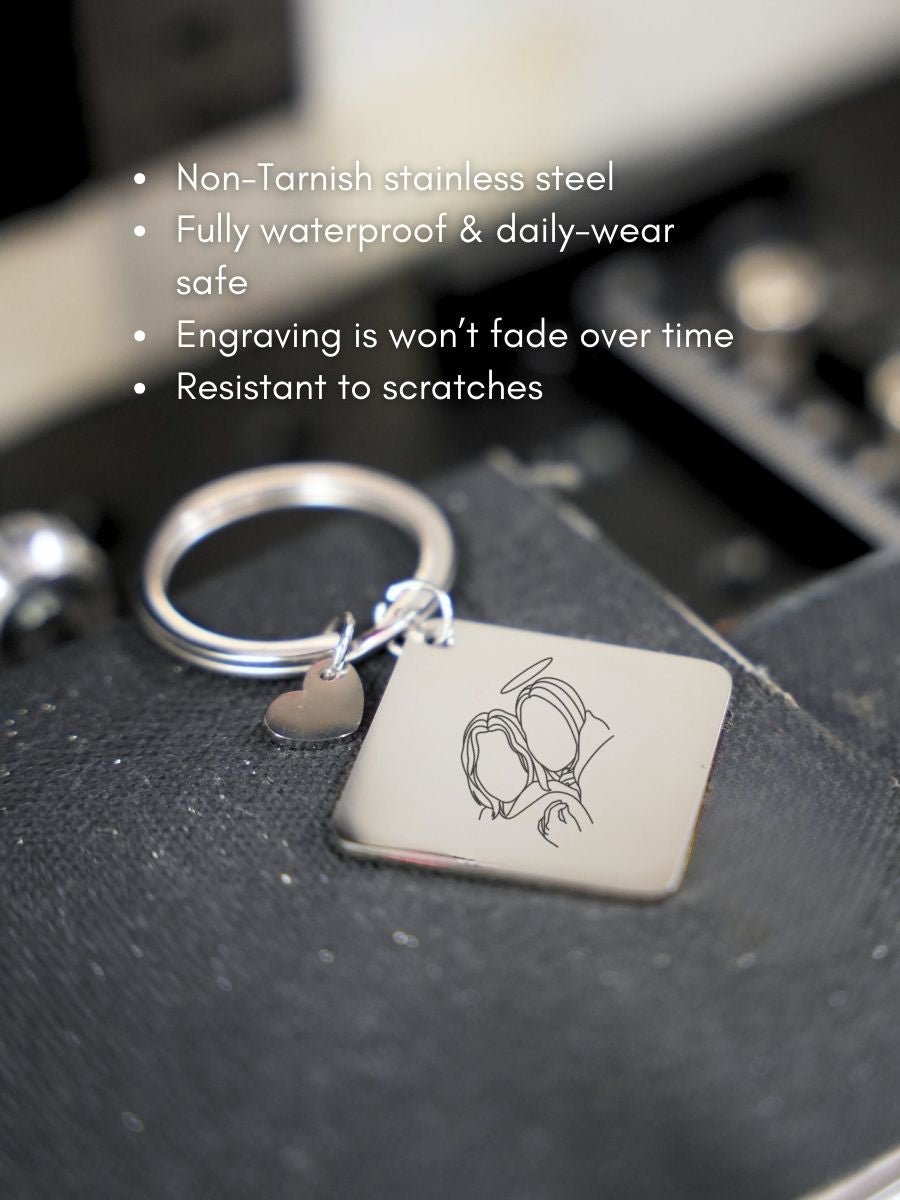 Memorial Custom Engraved Photo Keychain - Soulmate Customs