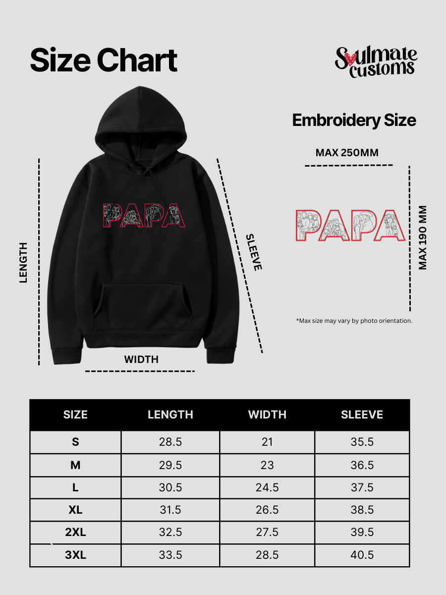Papa Custom Embroidered Photo Hoodie - Soulmate Customs