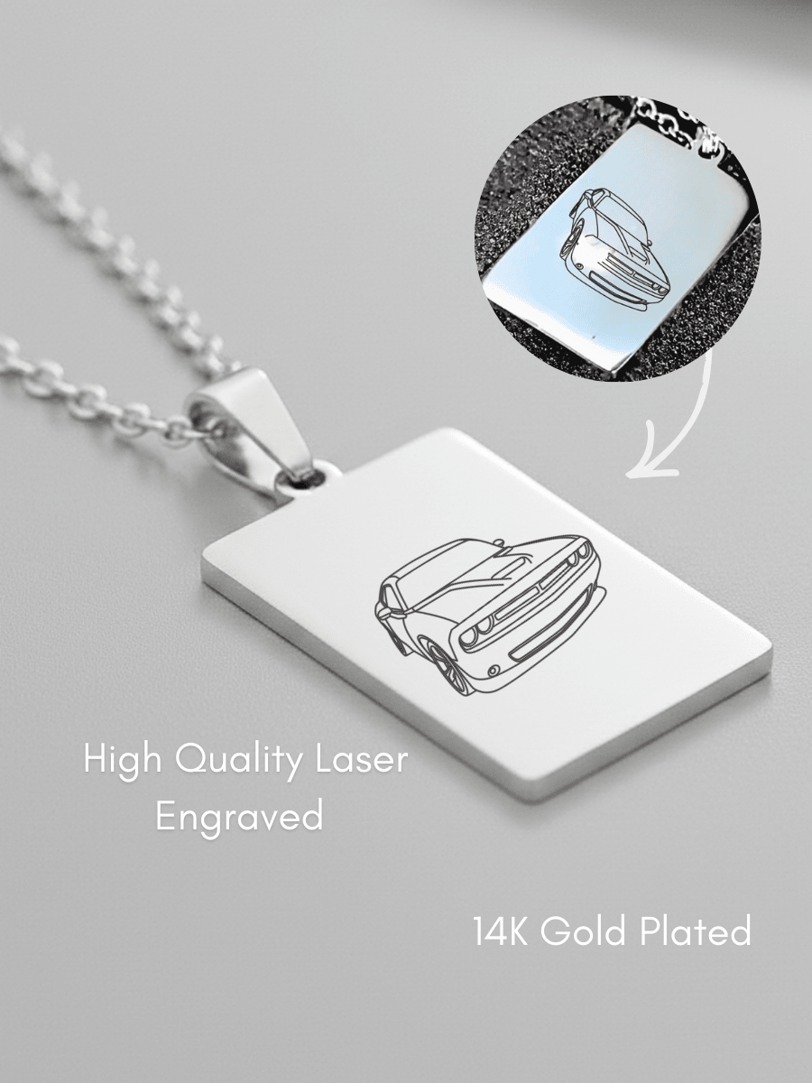 Automobile Custom Engraved Photo Tag Necklace - Soulmate Customs