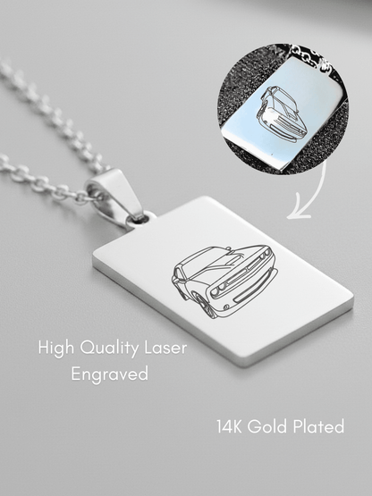 Automobile Custom Engraved Photo Tag Necklace - Soulmate Customs
