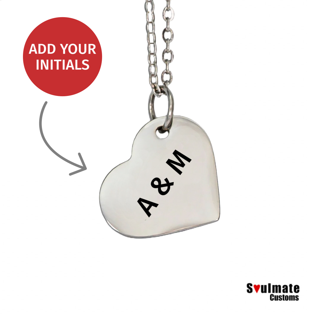Custom Soulmate© Slanted Heart Initials Necklace