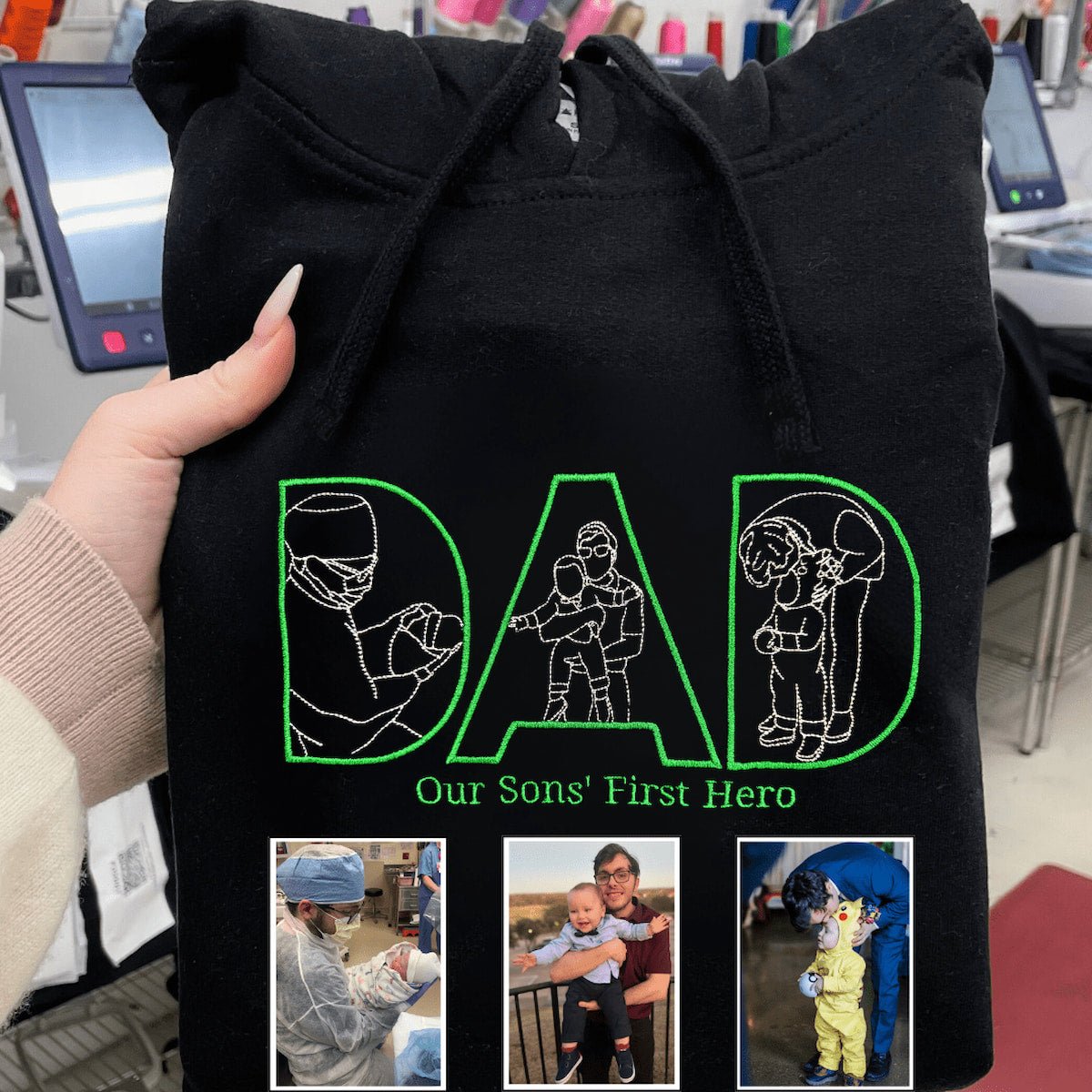 Embroidered "DAD" Hoodie - Soulmate Customs© - Soulmate Customs