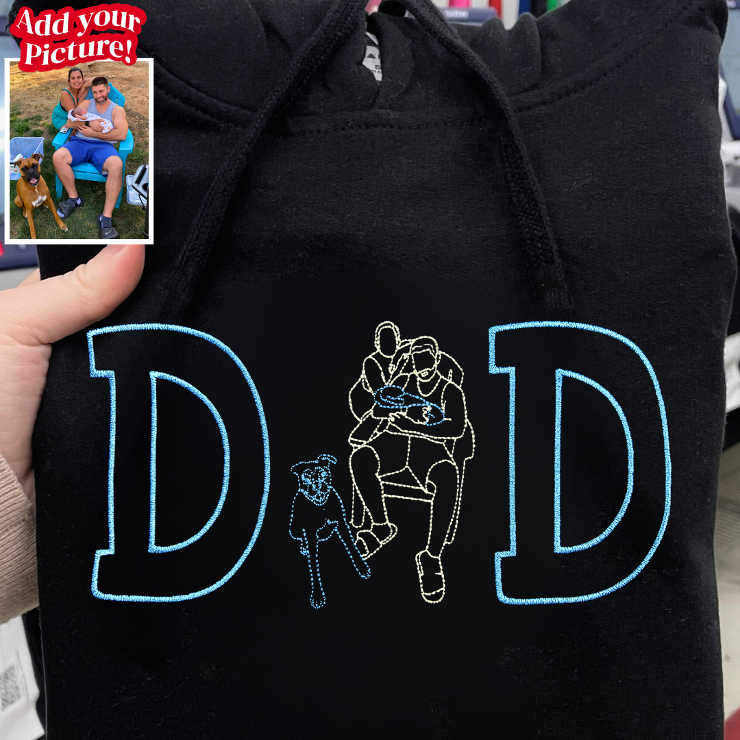 Embroidered "DAD" Outline Hoodie - Soulmate Customs©