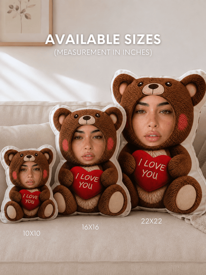 Custom Photo Teddy Bear Pillow - Soulmate Customs