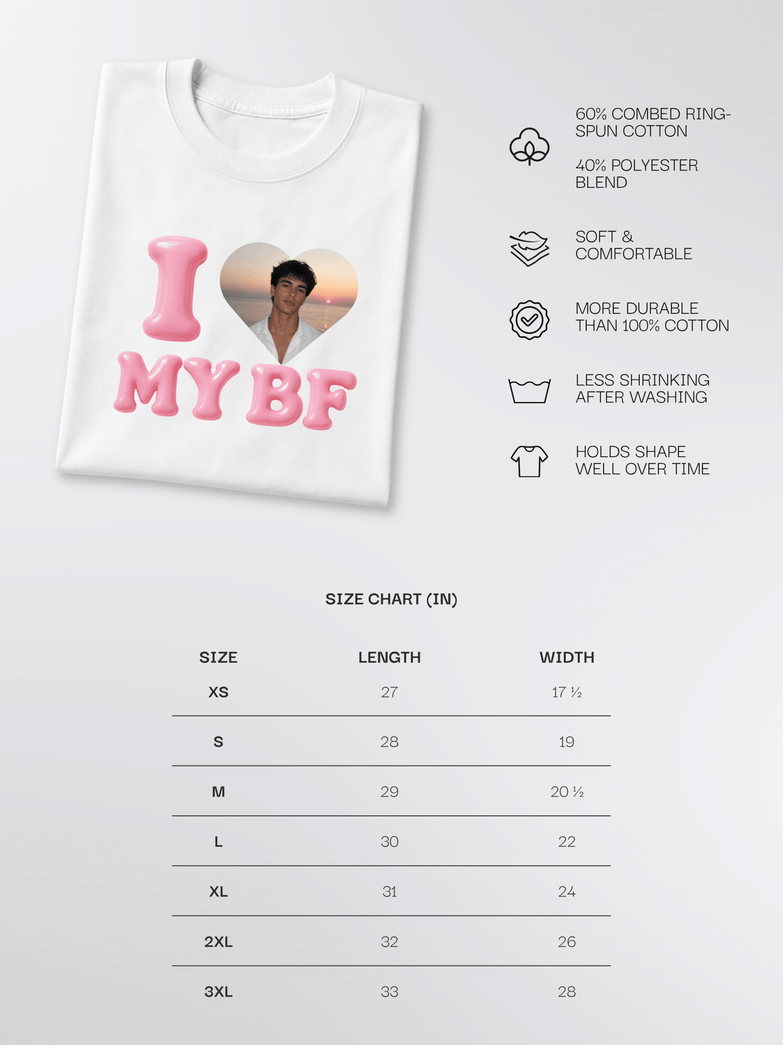 I Love My BF/GF Custom Photo Shirt - Soulmate Customs