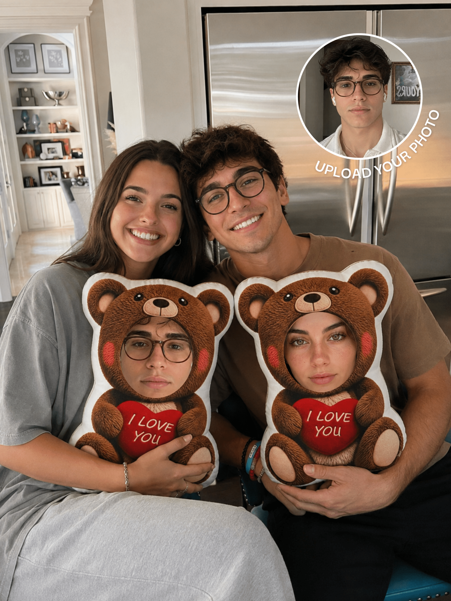 Custom Photo Teddy Bear Pillow - Soulmate Customs