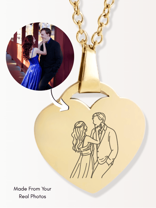 Custom Heart Necklace Photo Outline - Soulmate Customs