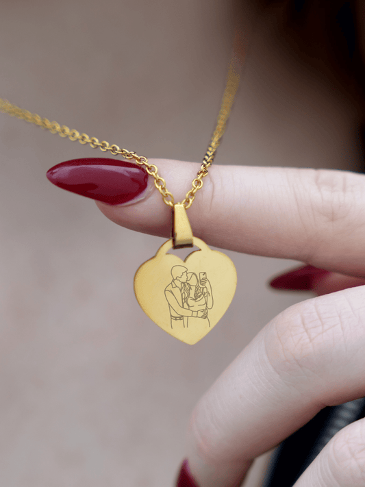 Custom Heart Necklace Photo Outline - Soulmate Customs