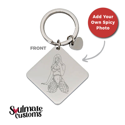 Custom Soulmate© Spicy Square Keychain Outlined Photo