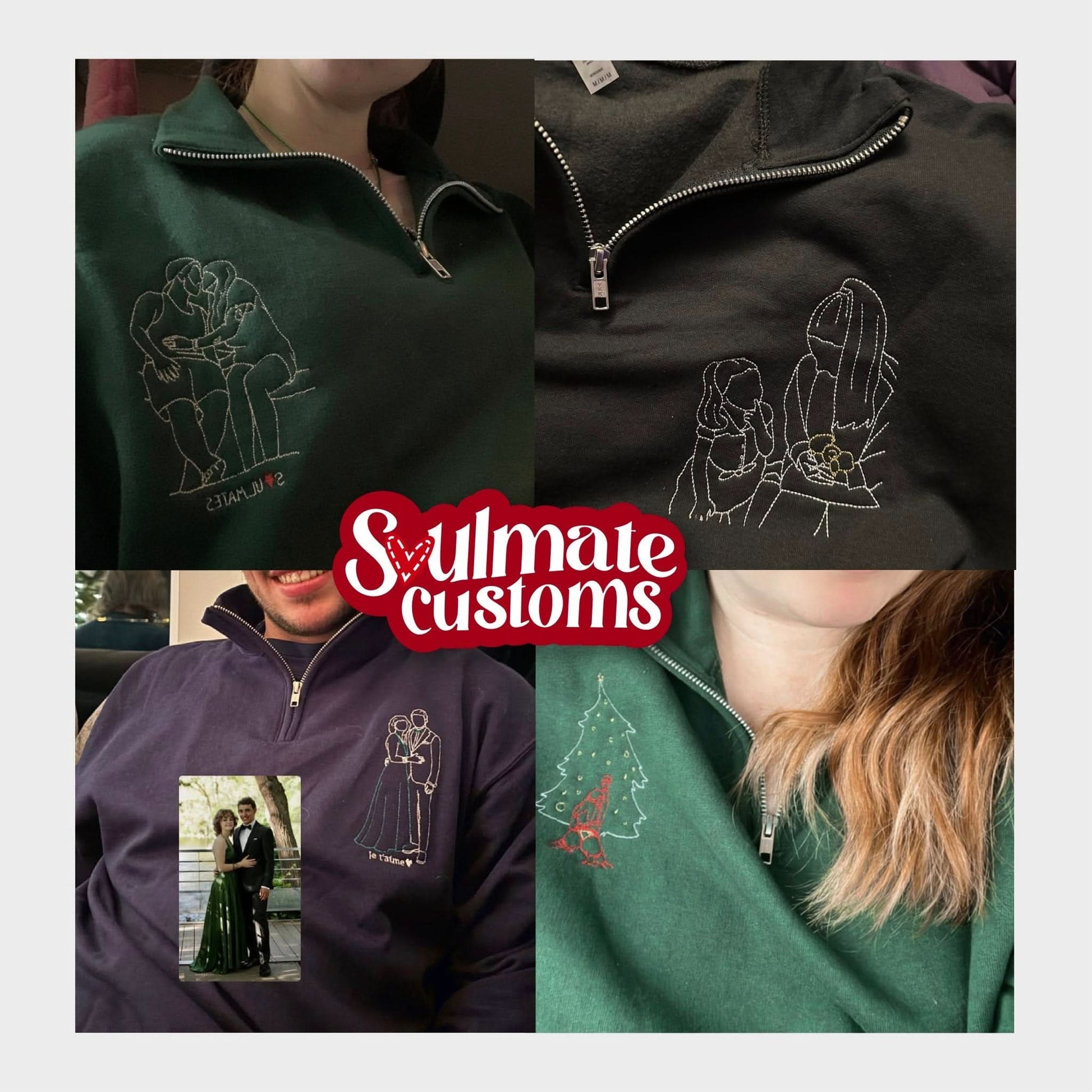 Embroidered Soulmate© Quarter - Zip Sweatshirt - Soulmate Customs