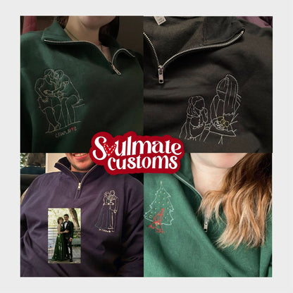 Embroidered Soulmate© Quarter - Zip Sweatshirt - Soulmate Customs