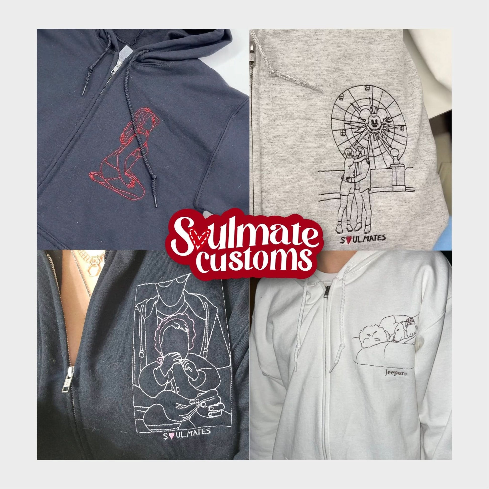 Embroidered Soulmate© Zip - Up Hoodie - Soulmate Customs