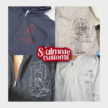 Embroidered Soulmate© Zip - Up Hoodie - Soulmate Customs