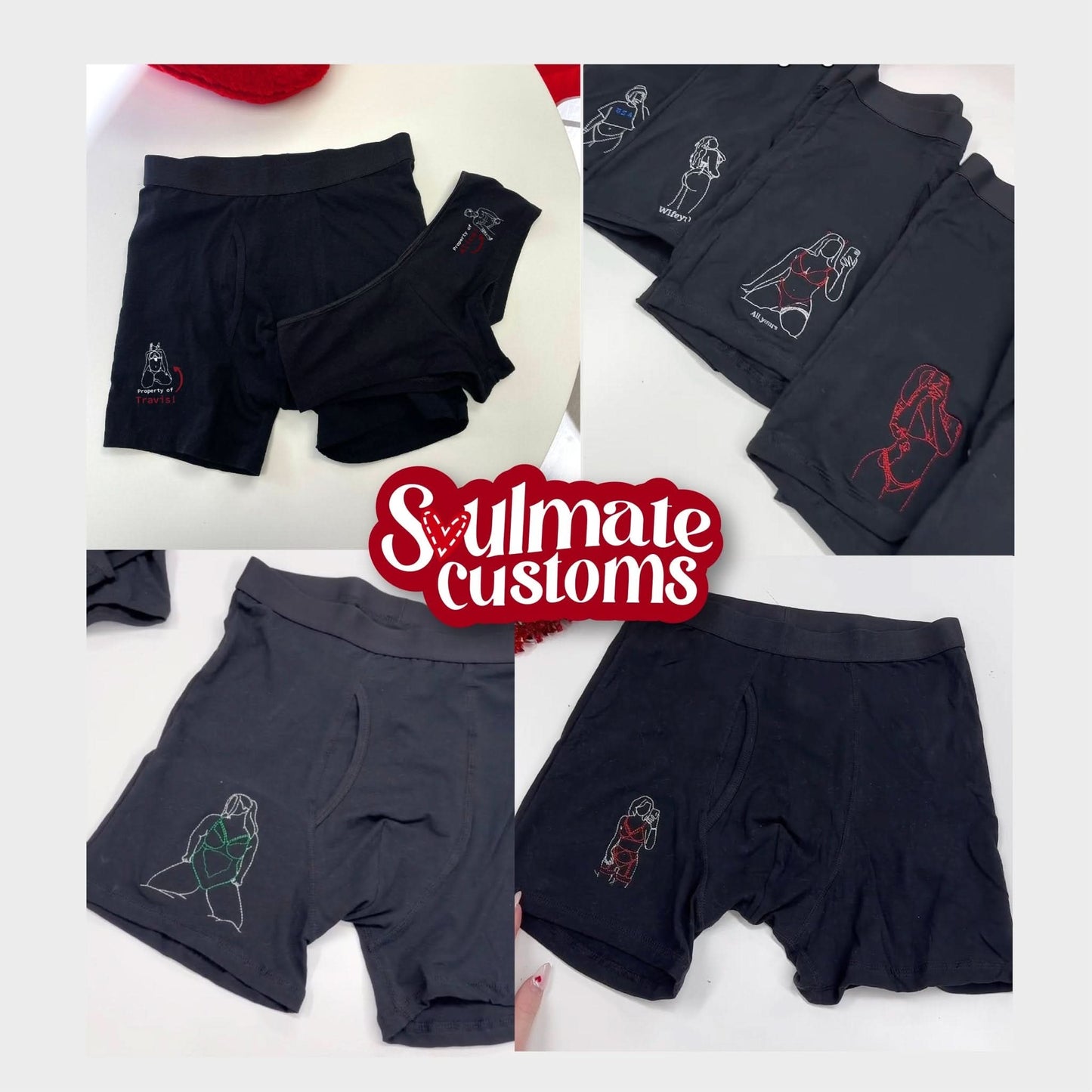 Embroidered Soulmate© Men's Underwear Boxers - Soulmate Customs
