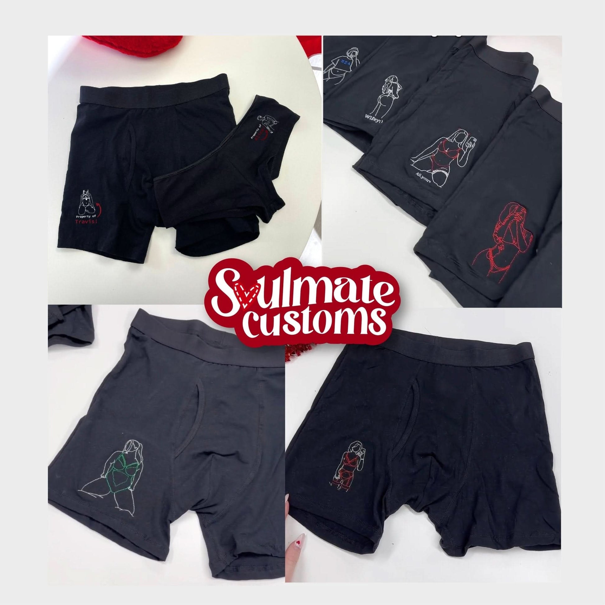 Embroidered Soulmate© Men's Underwear Boxers - Soulmate Customs