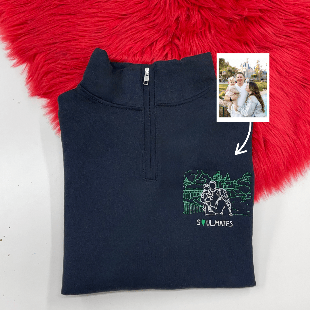 Embroidered Father's Day Quarter - Zip Sweatshirt - Soulmate Customs
