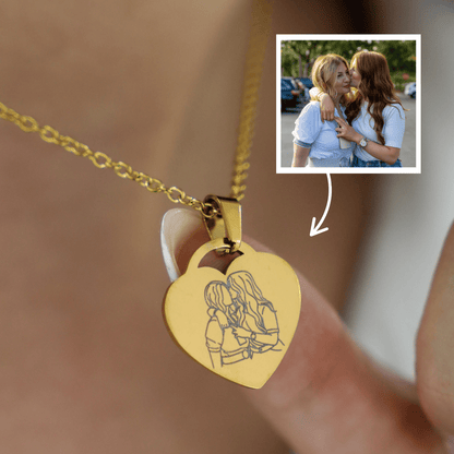 Outlined Mother's Day Heart Necklace - Soulmate Customs