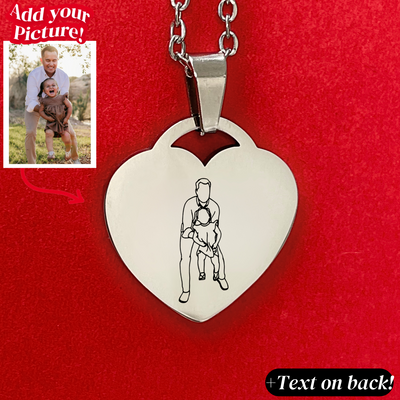 Custom Engraved Father's Day Heart Necklace