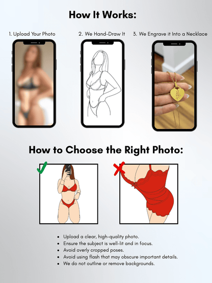 Spicy Custom Engraved Photo Heart Necklace - Soulmate Customs