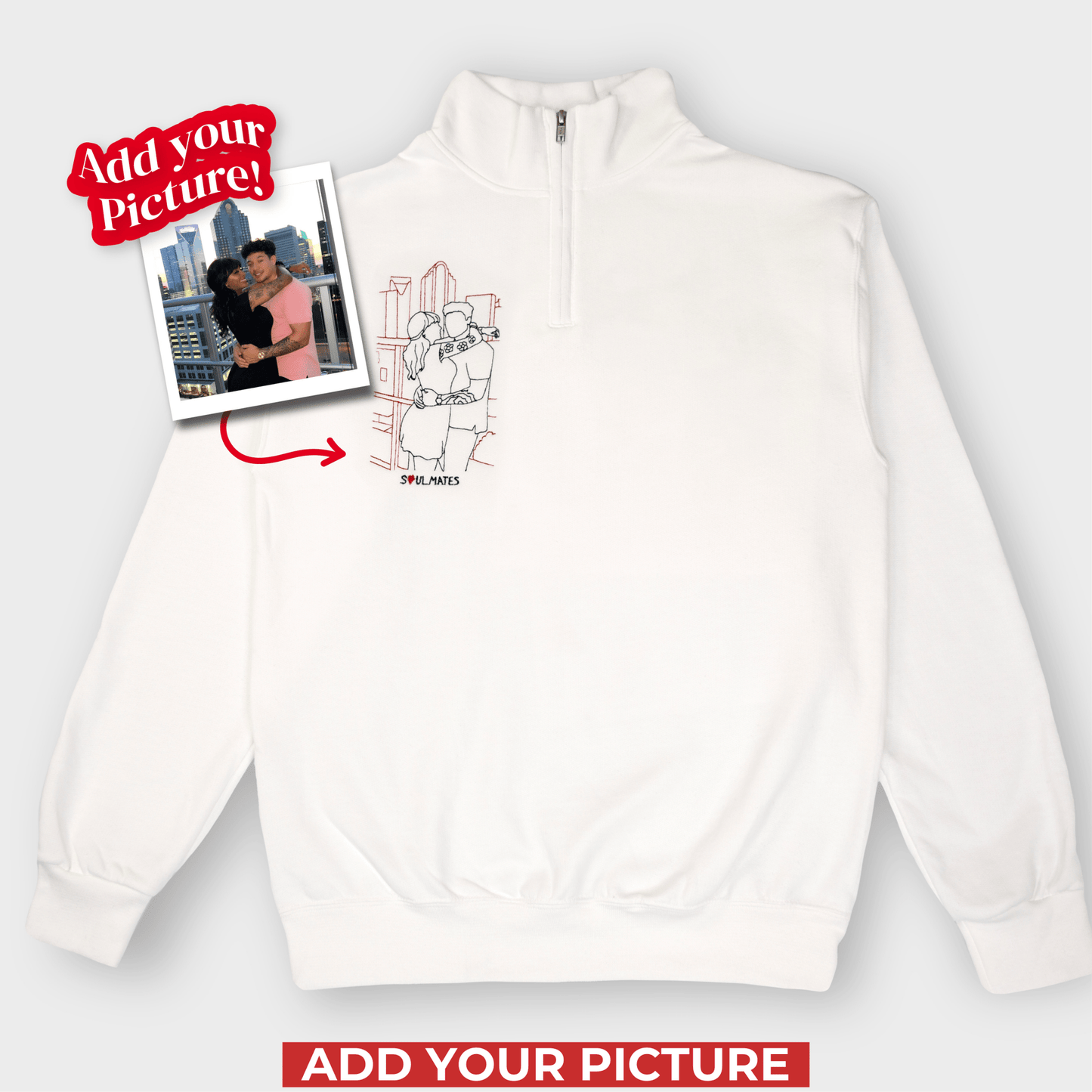 Embroidered Soulmate© Quarter - Zip Sweatshirt - Soulmate Customs