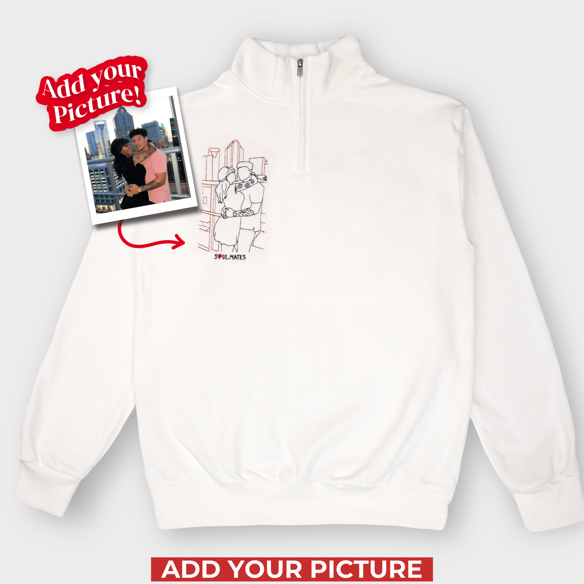 Embroidered Soulmate© Quarter - Zip Sweatshirt - Soulmate Customs