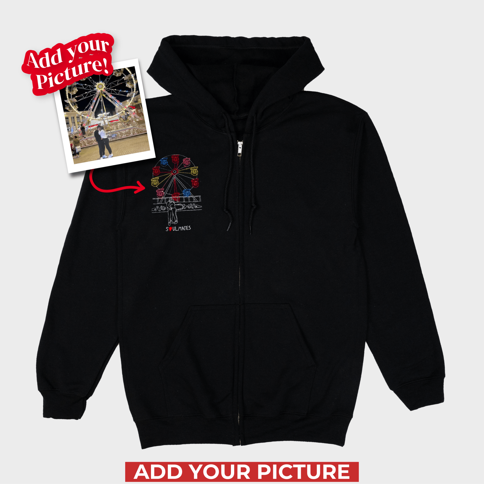 Embroidered Soulmate© Zip - Up Hoodie - Soulmate Customs