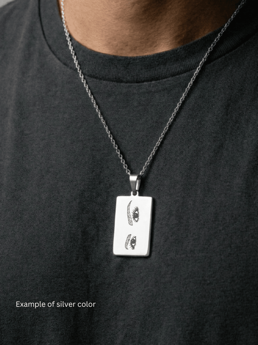 Eye Custom Engraved Photo Tag Necklace - Soulmate Customs