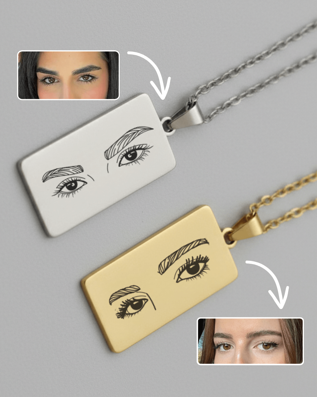 Eye Custom Engraved Photo Tag Necklace - Soulmate Customs