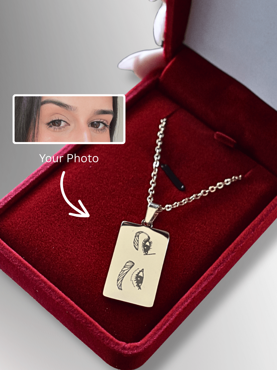 Eye Custom Engraved Photo Tag Necklace - Soulmate Customs