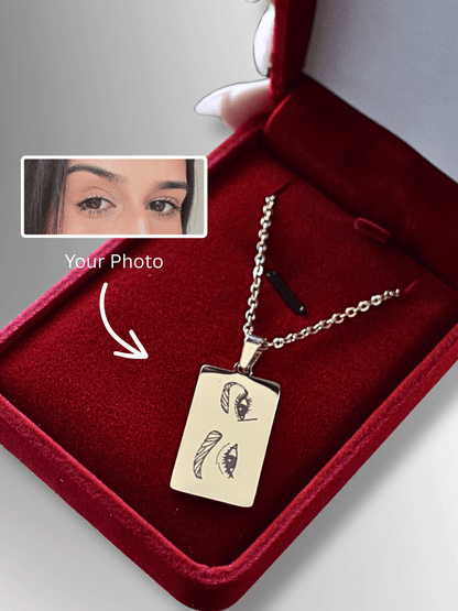 Eye Custom Engraved Photo Tag Necklace - Soulmate Customs