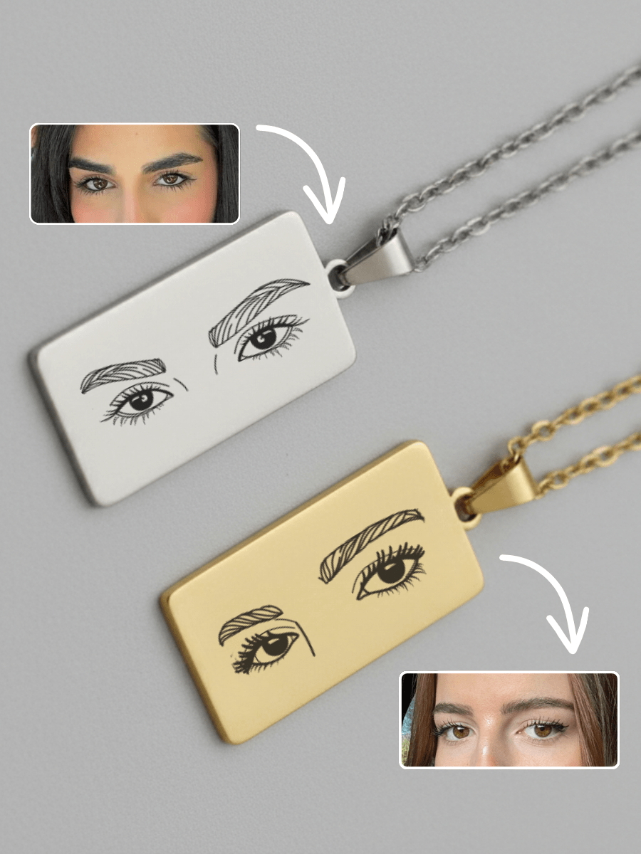 Eye Custom Engraved Photo Tag Necklace - Soulmate Customs