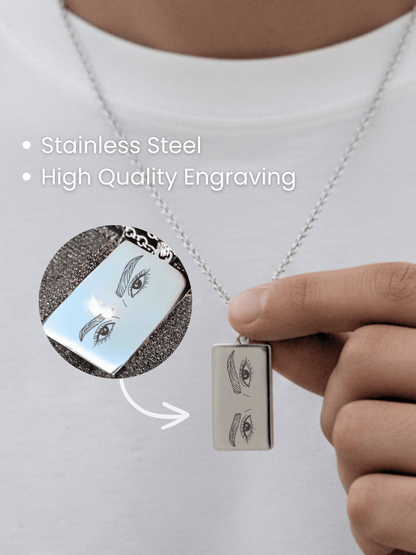 Eye Custom Engraved Photo Tag Necklace - Soulmate Customs