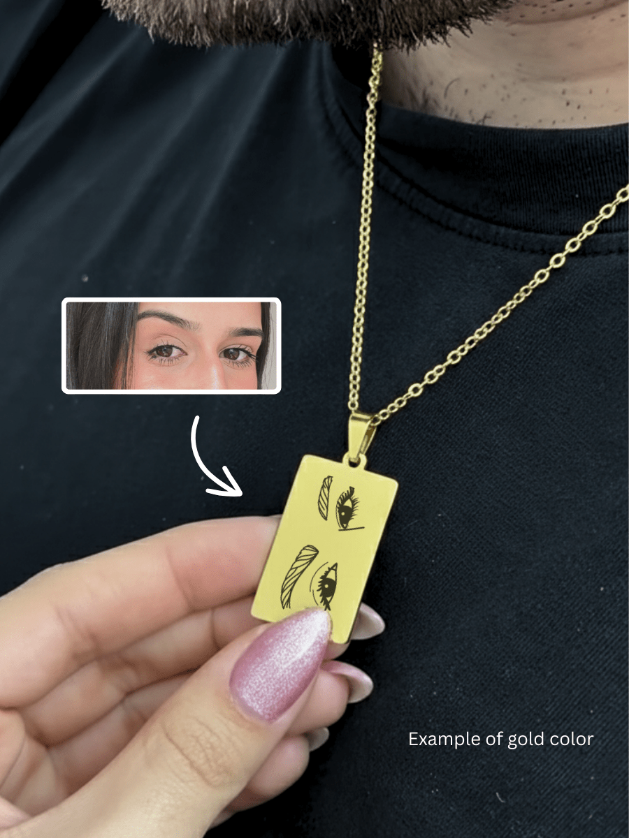 Eye Custom Engraved Photo Tag Necklace - Soulmate Customs