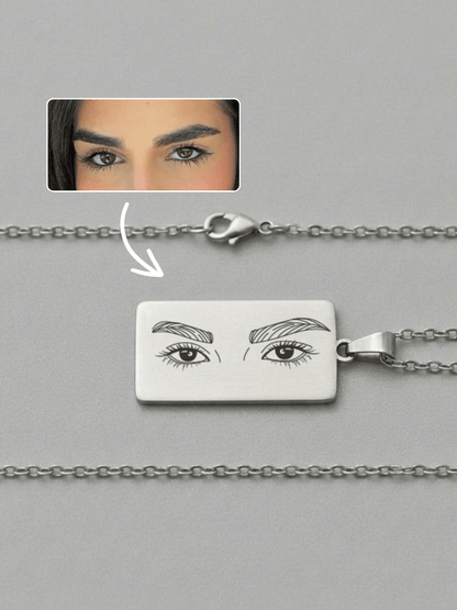 Eye Custom Engraved Photo Tag Necklace - Soulmate Customs