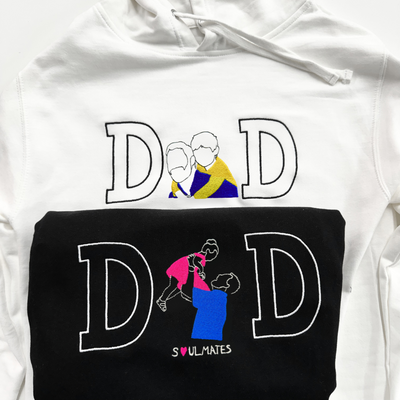 Embroidered Fathers Day "DAD" Outline Hoodie - Soulmate Customs©