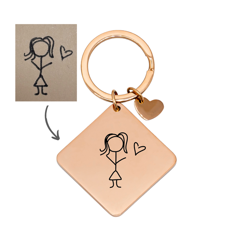 Custom Soulmate© Square Keychain Drawing