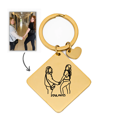 Custom Soulmate© Square Keychain Outlined Photo