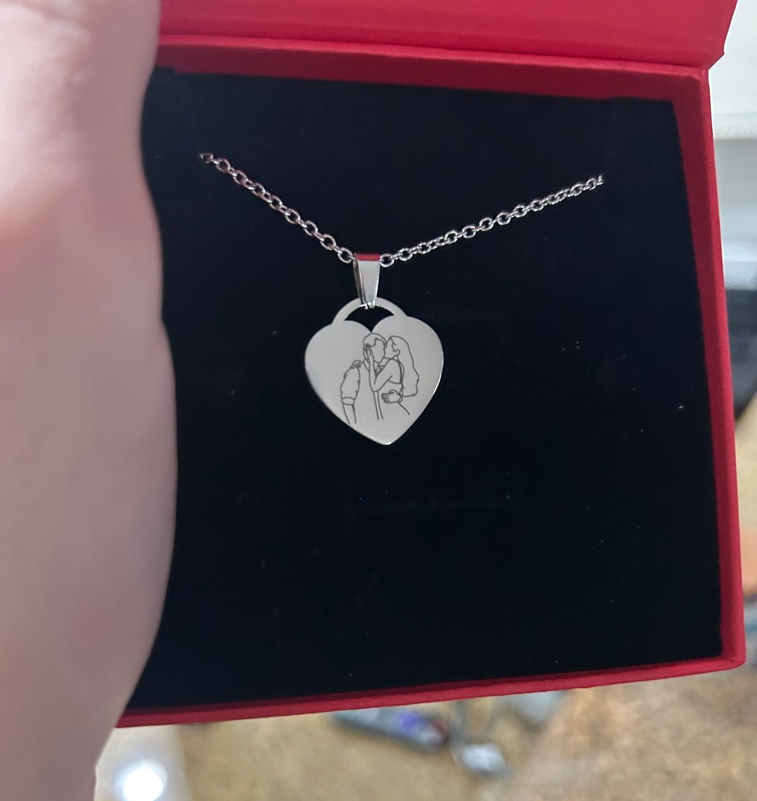 Custom Heart Necklace Photo Outline - Soulmate Customs
