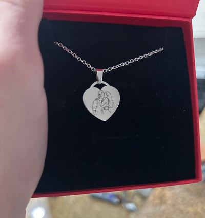 Custom Heart Necklace Photo Outline - Soulmate Customs