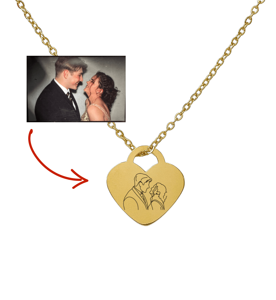 Custom Soulmate© Heart Necklace Photo Outline - Soulmate Customs