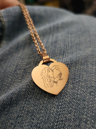 Custom Heart Necklace Photo Outline - Soulmate Customs