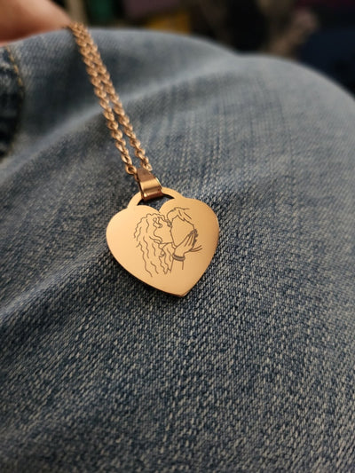 Custom Heart Necklace Photo Outline - Soulmate Customs