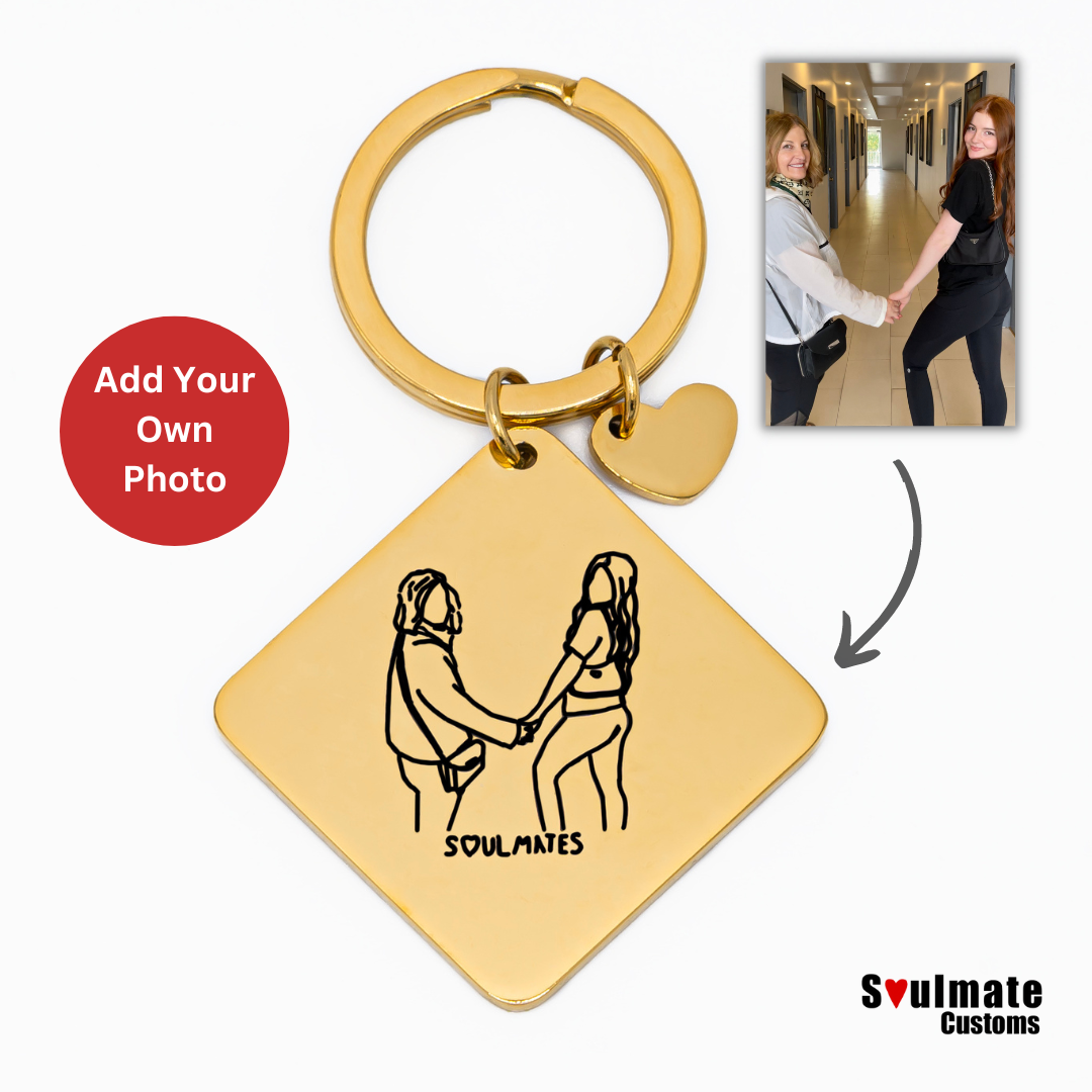 Custom Soulmate© Square Keychain Outlined Photo