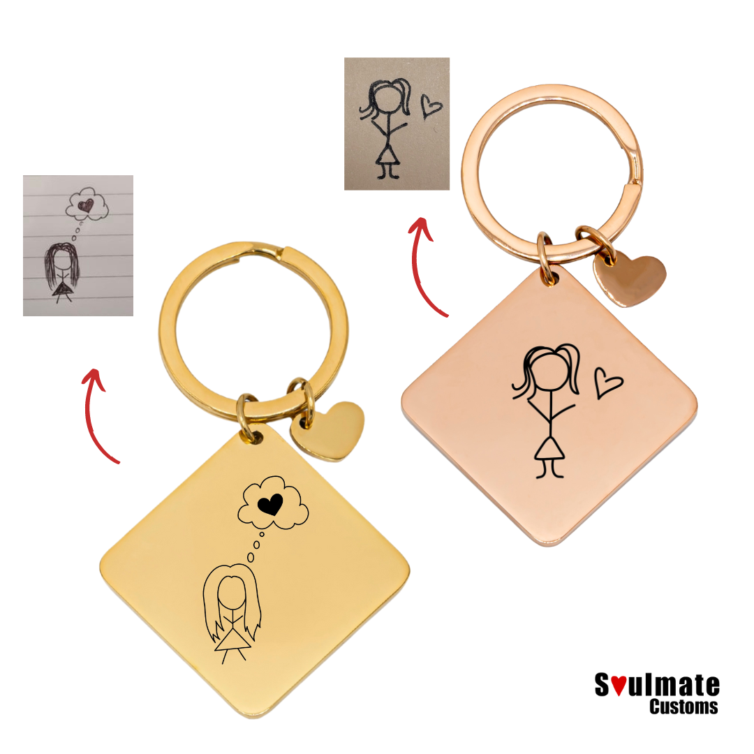 Custom Soulmate© Square Keychain Drawing