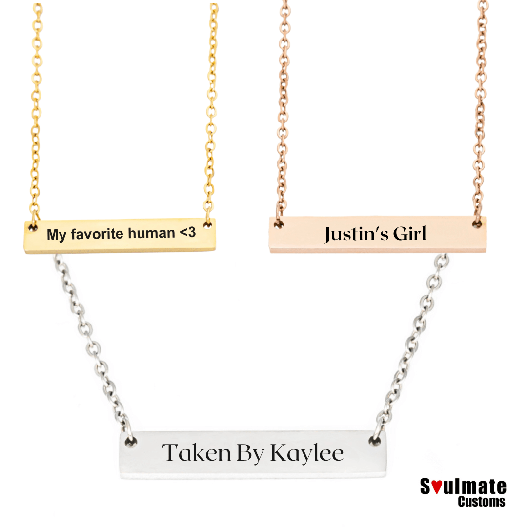 Custom Soulmate© Bar Necklace Personalized Message - Soulmate Customs