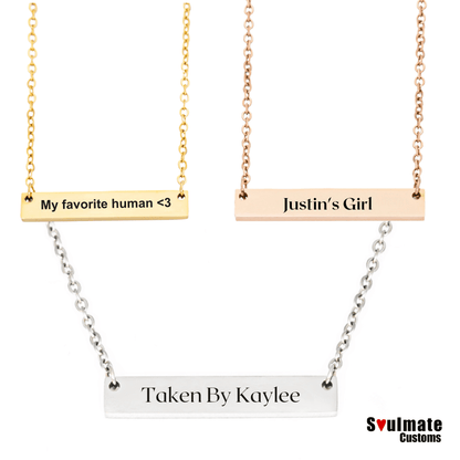 Custom Soulmate© Bar Necklace Personalized Message - Soulmate Customs