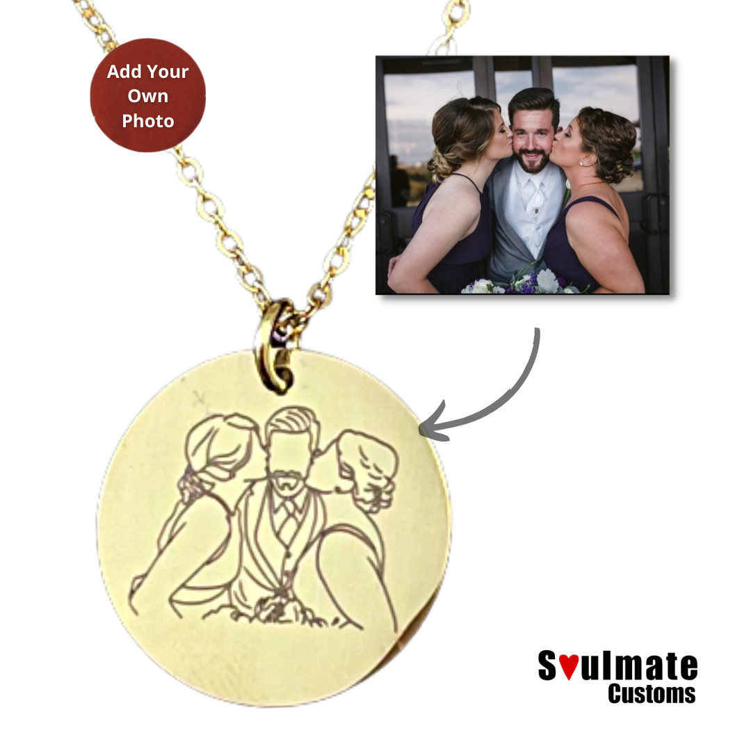 engraved necklace unique personalized gift. Anniversary gift jewelry piece for loved ones. add your own image