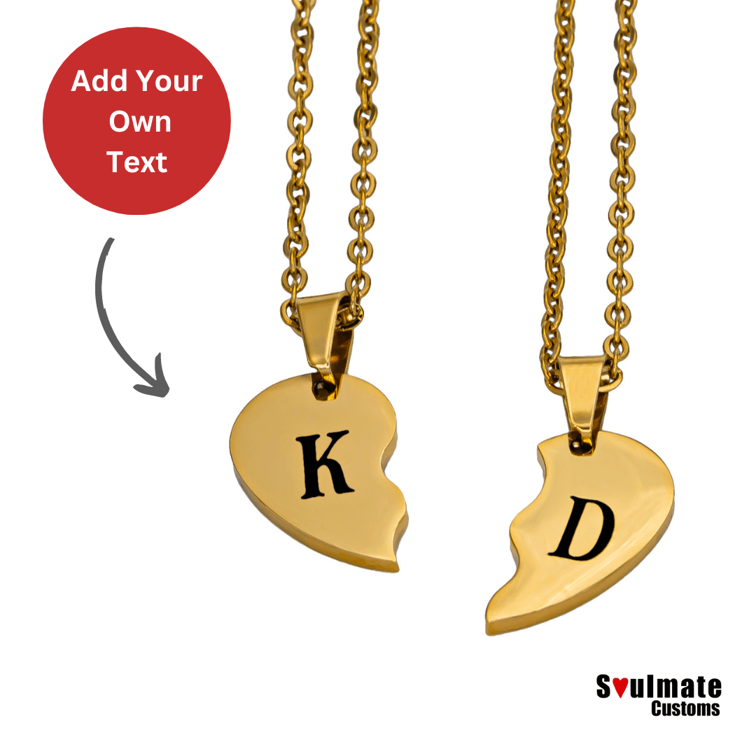 Custom Soulmate© Broken Heart Set Necklace Initials - Soulmate Customs
